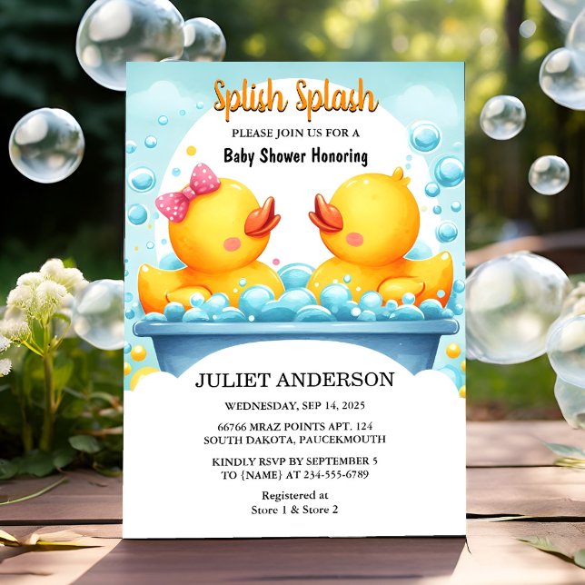 Auf Spielzeugpool Schaumbash Twin Rubber Duck Baby Einladung (Von Creator hochgeladen)