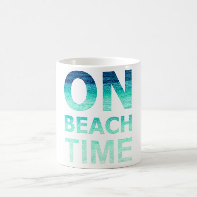 Auf Strand-Zeit-Typografie-Tasse Kaffeetasse (Mittel)
