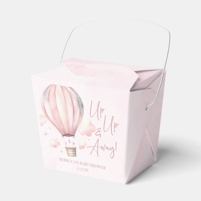 Auf und ab! Pink Hot Air Ballon Babydusche Geschenkschachtel (Vorderseite)