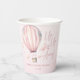 Auf und ab! Pink Hot Air Ballon Babydusche Pappbecher