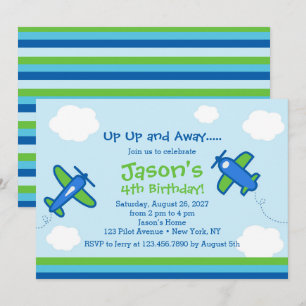 Auf-und-weg-Flugzeug Geburtstagsparty Einladung