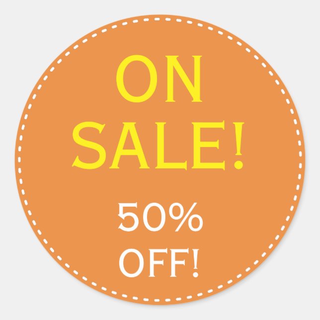 "AUF VERKAUF! 50% ERMÄSSIGT!" Aufkleber (Vorderseite)