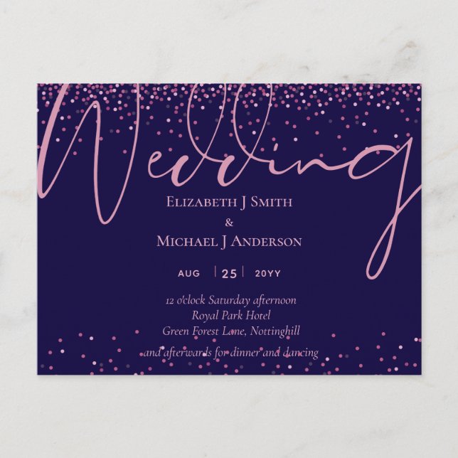AUF VERKAUF! Einladungen für Hochzeiten in Navy Bl (Vorderseite)