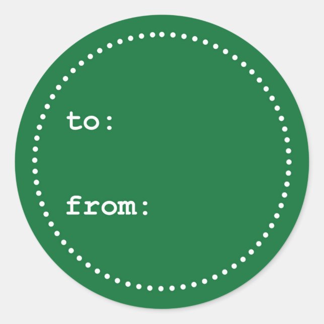 Auf/von Green White Weihnachtsgeschenk-Tag Runder Aufkleber (Vorderseite)