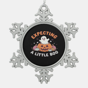 Auf wenig Boo zu warten Schneeflocken Zinn-Ornament