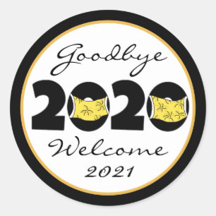 Auf Wiedersehen 2020, Begrüßung 2021 Neujahr Runder Aufkleber