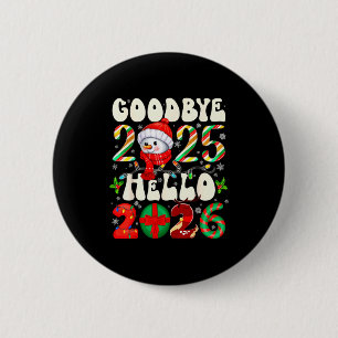 Auf Wiedersehen 2025 Hallo 2026 Frohe Weihnachten Button