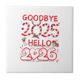 Auf Wiedersehen 2025 Hallo 2026 Frohe Weihnachten Fliese