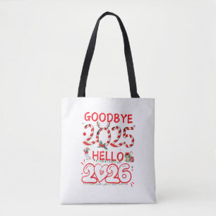 Auf Wiedersehen 2025 Hallo 2026 Frohe Weihnachten  Tasche