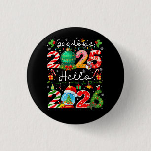 Auf Wiedersehen 2025 Hallo 2026 Frohes Neues Jahr Button