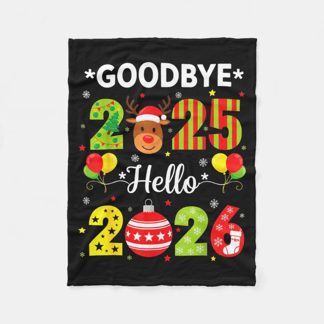 Auf Wiedersehen 2025 Hallo 2026 Frohes Neues Jahr  Fleecedecke (Vorderseite)