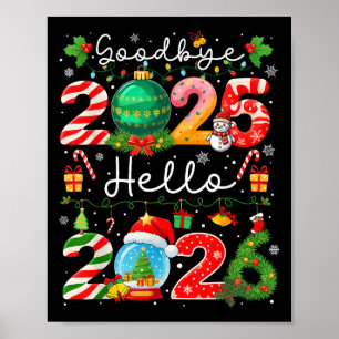Auf Wiedersehen 2025 Hallo 2026 Frohes Neues Jahr Poster