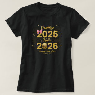 Auf Wiedersehen 2025 Hallo 2026 Frohes Neues Jahr T-Shirt