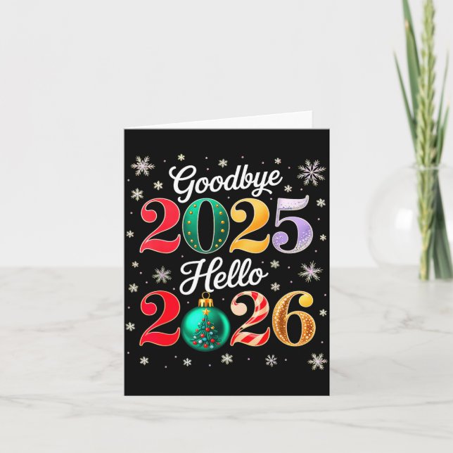 Auf Wiedersehen 2025 Hallo 2026 Frohes Silvester C Karte (Vorderseite)