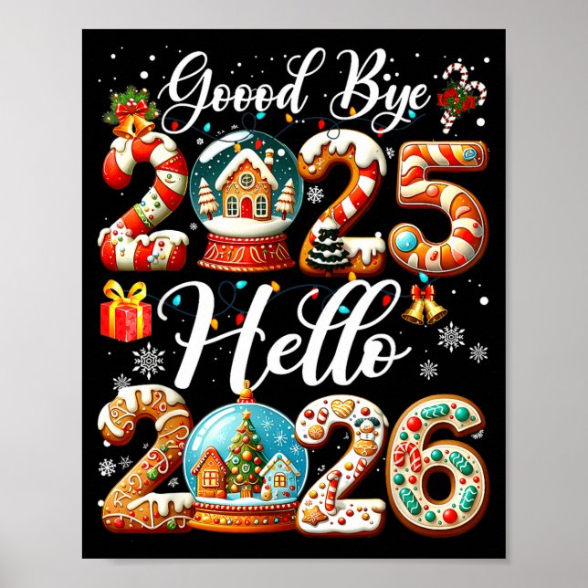 Auf Wiedersehen 2025 Hallo 2026 Frohes Silvester C Poster (Vorne)