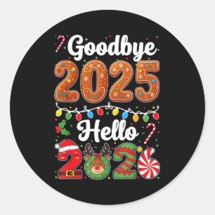Auf Wiedersehen 2025 Hallo 2026 Frohes Silvester C Runder Aufkleber
