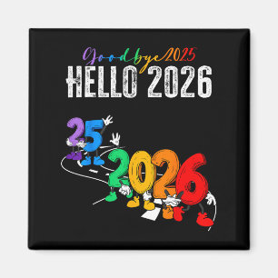 Auf Wiedersehen 2025 Hallo 2026 Lustige Cartoon Ne Magnet