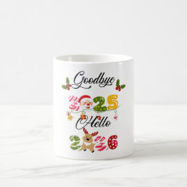 Auf Wiedersehen 2025 Hallo 2026 Neujahrsdesign Kaffeetasse