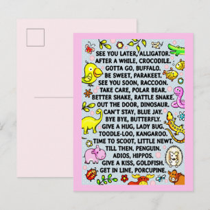 Auf Wiedersehen Alligator Spaß Tier Abschiedsgedic Postkarte
