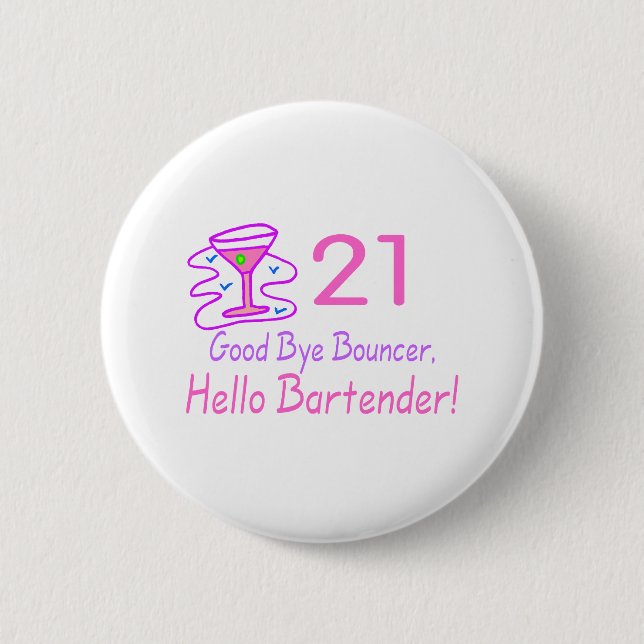 Auf Wiedersehen Barkeeper des Prahler-21 hallo Button (Vorderseite)