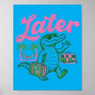 Auf Wiedersehen Gator Lehrer Kinder Sommerferien Poster
