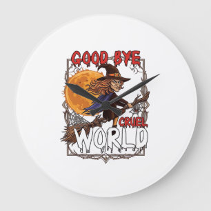 Auf Wiedersehen Grausame Welt Hexe Halloween Vollm Große Wanduhr