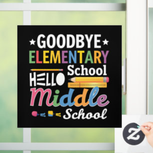 Auf Wiedersehen Grundschule Hallo Mittelschule Fensteraufkleber