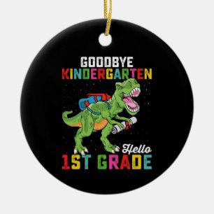 Auf Wiedersehen Kindergarten Hallo 1. Klasse T Rex Keramik Ornament