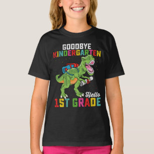 Auf Wiedersehen Kindergarten Hallo 1. Klasse T Rex T-Shirt
