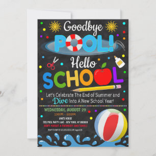 Auf Wiedersehen Pool Hallo Schule Party-Einladung Einladung