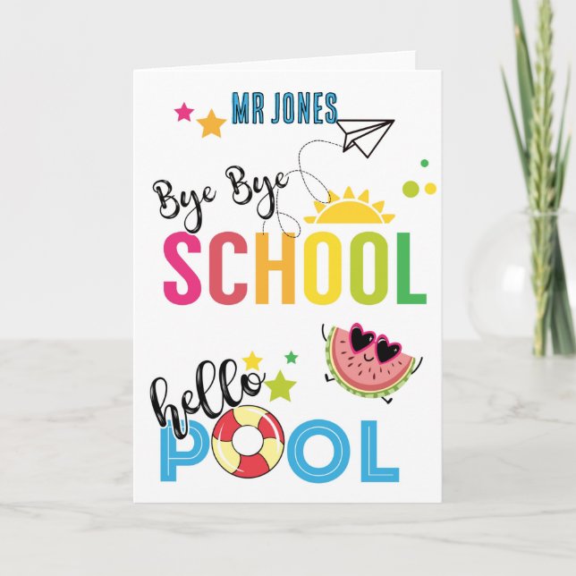 Auf Wiedersehen Schule Hallo Pool Grüße Karte (Vorderseite)