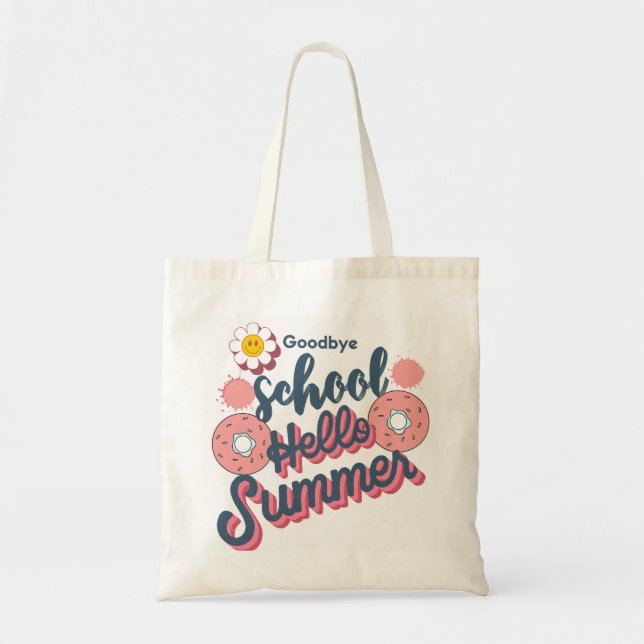 Auf Wiedersehen Schule Hallo Sommer Donut Kunst Tragetasche (Vorne)