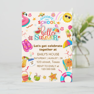 Auf Wiedersehen Schule Hallo Sommer PARTY, Ende de Einladung