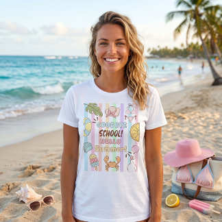 Auf Wiedersehen Schule Hallo Sommer Streifen Paste T-Shirt