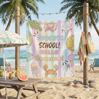 Auf Wiedersehen Schule Hallo Sommerparty Streifen Wandteppich