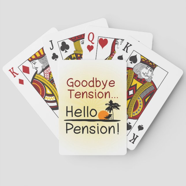 Auf Wiedersehen Spannung, hallo Pensions-lustiger Spielkarten (Rückseite)