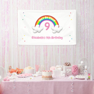 Auf Wolke 9! Regenbogen-Geburtstag Banner