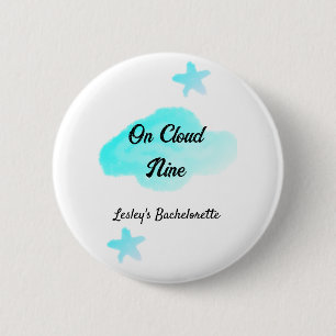 Auf Wolke neun pastellblaue Wolken Stern Junggesel Button