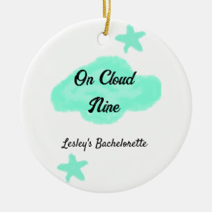 Auf Wolke neun pastellgrüne Wolken Stern Junggesel Keramik Ornament