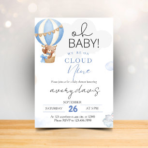 Auf Wolke Sieben Moderne Blaue Babyparty für Junge Einladung