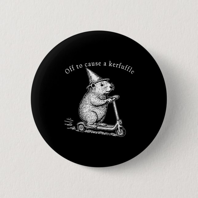 Auf zu einem Tumult, lustiger Murmeltier Roller  Button (Vorderseite)
