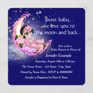 Auf zum Mond und zurück Baby Shower Einladung