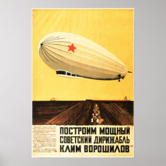 AUFBAU EINER MÄCHTIGEN LUFTFAHRT Zeppelin Vintagen Poster