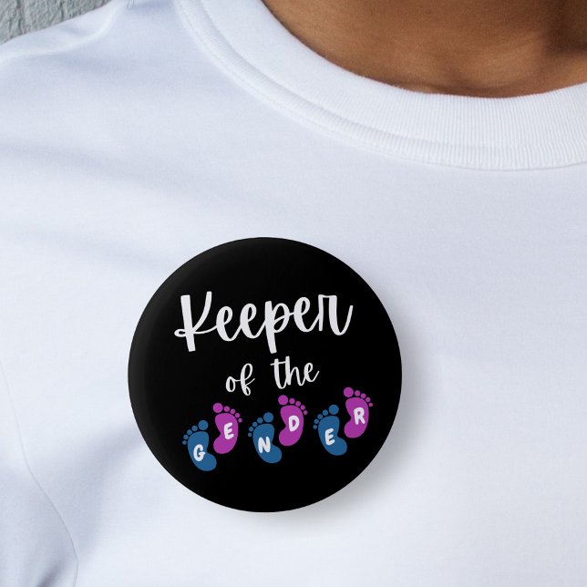 Aufbewahrung der Baby Feet Baby-Dusche Button (keeper of the gender baby feet baby shower gender reveal black button pin)