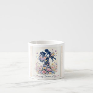 Aufblühend dank Dir Mutter Kind Florale Silhouette Espressotasse