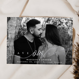 Aufblühende Liebe Silber Schrift Save-the-Date Folieneinladung