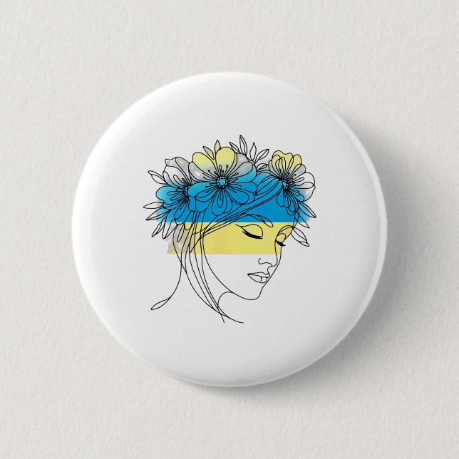 Aufblühender Frieden Frauenprofil Ukraine 1  Button (Vorderseite)