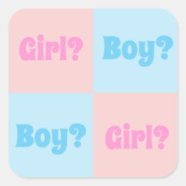 Aufdeckung des Geschlechts bei Jungen oder Mädchen Quadratischer Aufkleber
