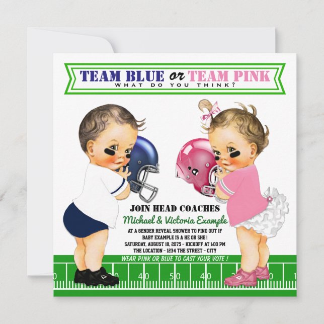 Aufdeckung von Einladungen für Fußball-Gender (Vorderseite)
