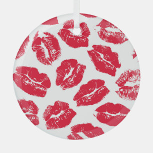 Aufdruck Kiss Roter Lippen: Nahtloser Vintage-Stil Ornament Aus Glas